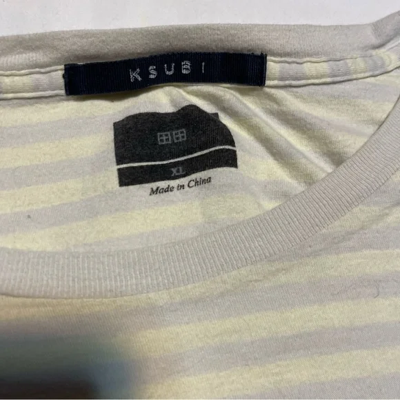Ksubi SS17 Rock &Roll Everything Striped Long Sleeve Shirt. Cream and Gray XL - Picture 7 of 7